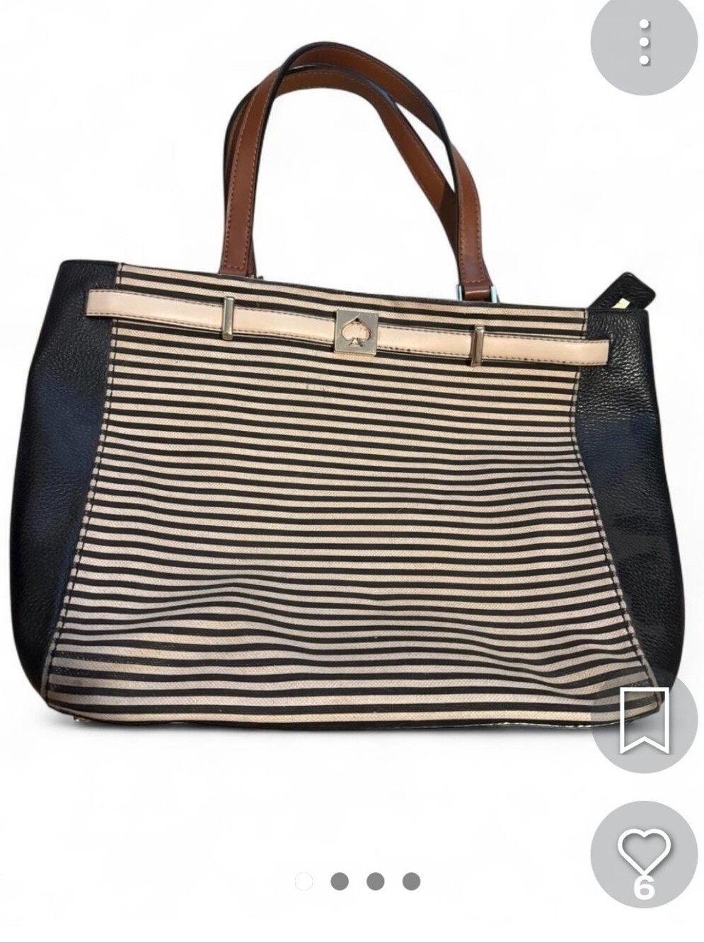 kate spade Black, Cream & Brown Striped Tote